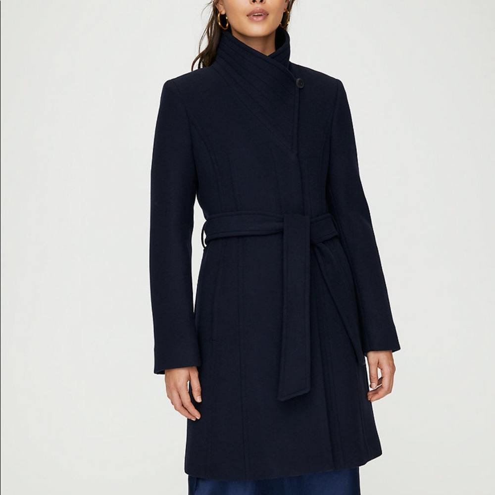 Babaton Midnight Blue Belted Pea Coat